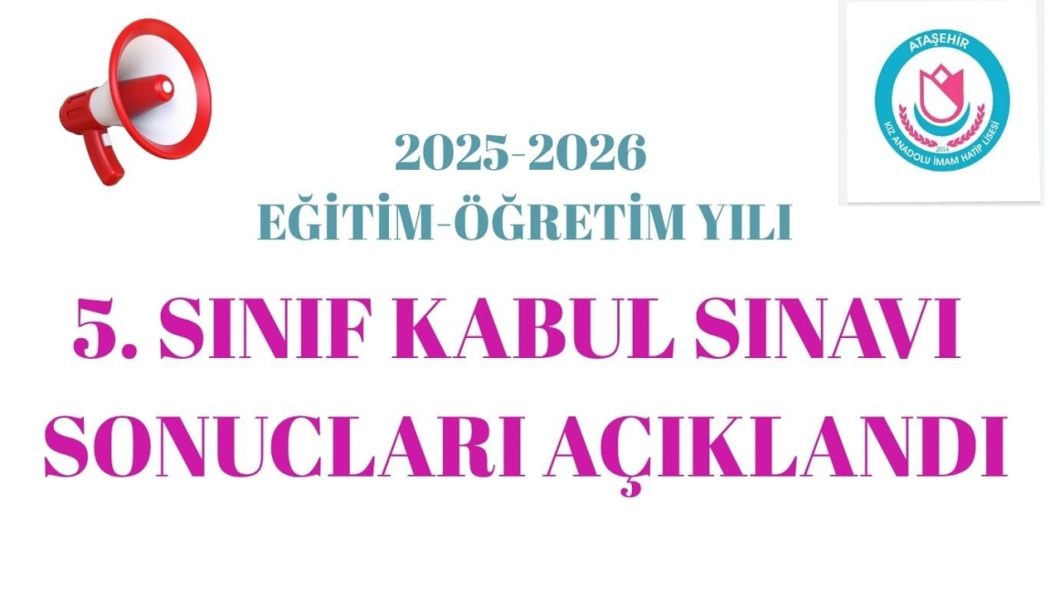 5. SINIF KABUL SINAVI SONUÇLARI 